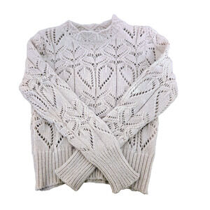 Handmade Cream Wool unlined Chunky Cable Knit XS